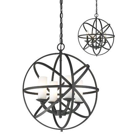 Z-Lite Aranya 4 Light Pendant, Bronze & Matte Opal 6017-4S-BRZ